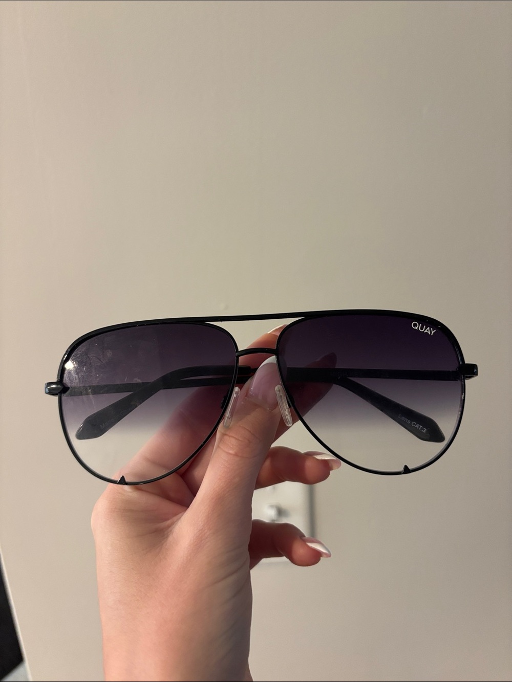 Quay Aviator Sunglasses in Black with Gradient Lenses